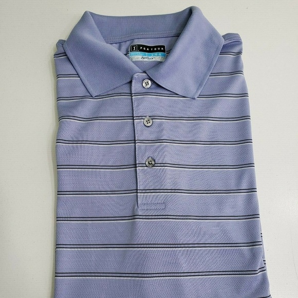 PGA Tour Men’s Pinstrip Polo Golf Shirt Size Large - Picture 5 of 8